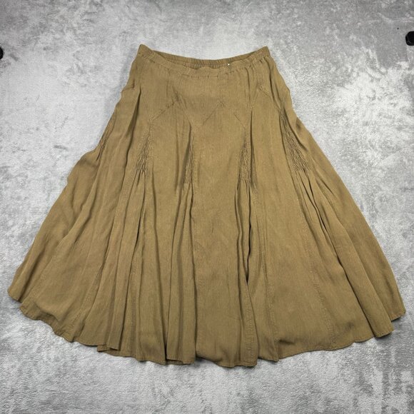 Coldwater Creek Womens PS Low Rise Brown Maxi Skirt Lined Flowy Boho A-Line Khak - Picture 2 of 8